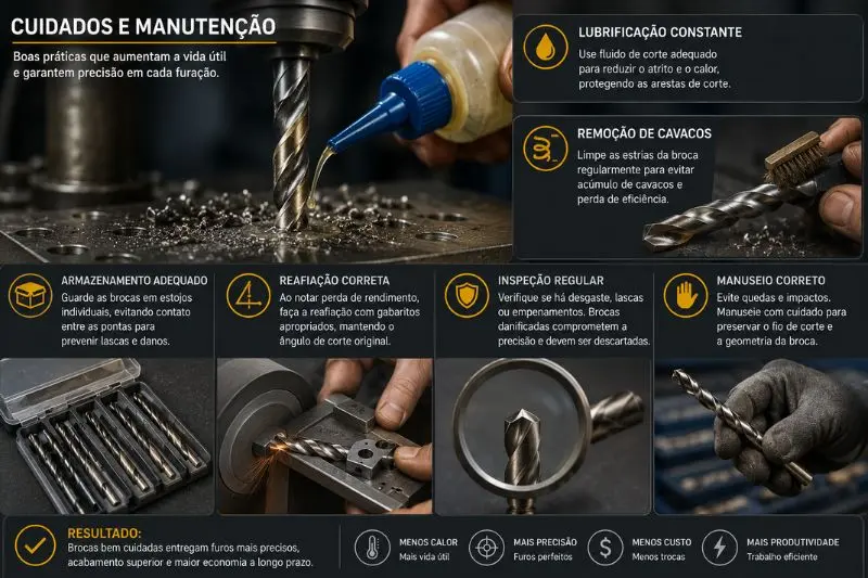 Como cuidar, lubrificar e fazer a manutenção correta de brocas de metal HSS